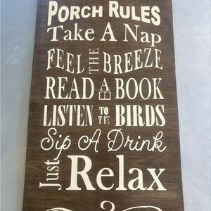 Wall/ Porch Decor. “Porch Rules”